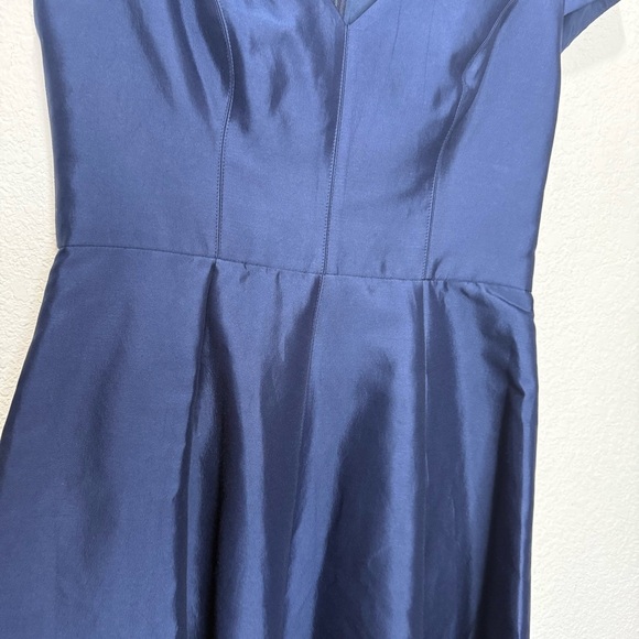Halston Heritage High Low Sateen Cocktail Dress Mini Structured Cap Sleeve - Picture 7 of 14